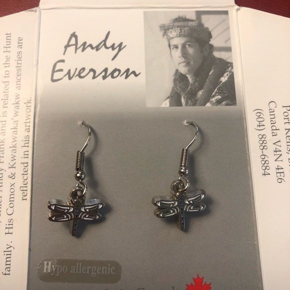 Dragonfly earrings by Andy Everson NEW - Picture 2 of 5
